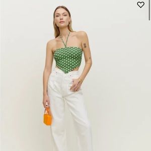 Reformation Green daisy halter top in Size small